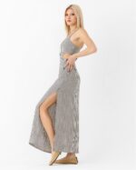 GRİ ÇİZGİLİ ELBİSE