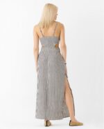 GRİ ÇİZGİLİ ELBİSE - Görsel 4